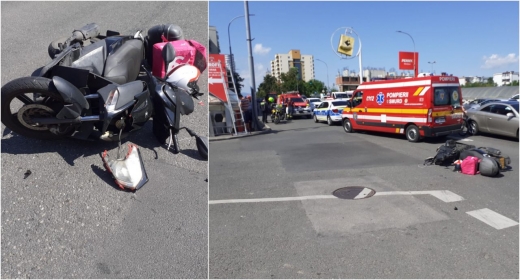 Accident pe Calea Florești între o mașină și un livrator pe moped! Curierul a fost transportat la spital